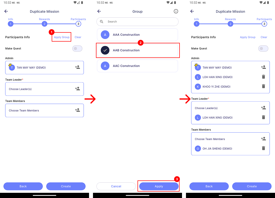 Manage Group - Apply