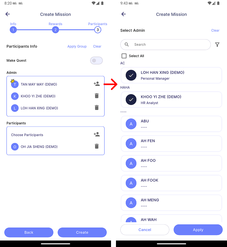 Steps to add Participants