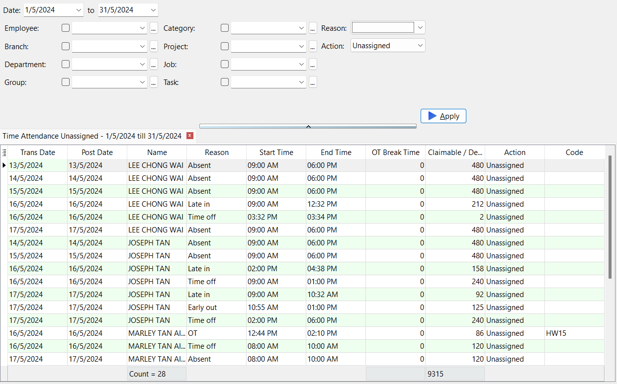 time-attendance-unassigned-listing